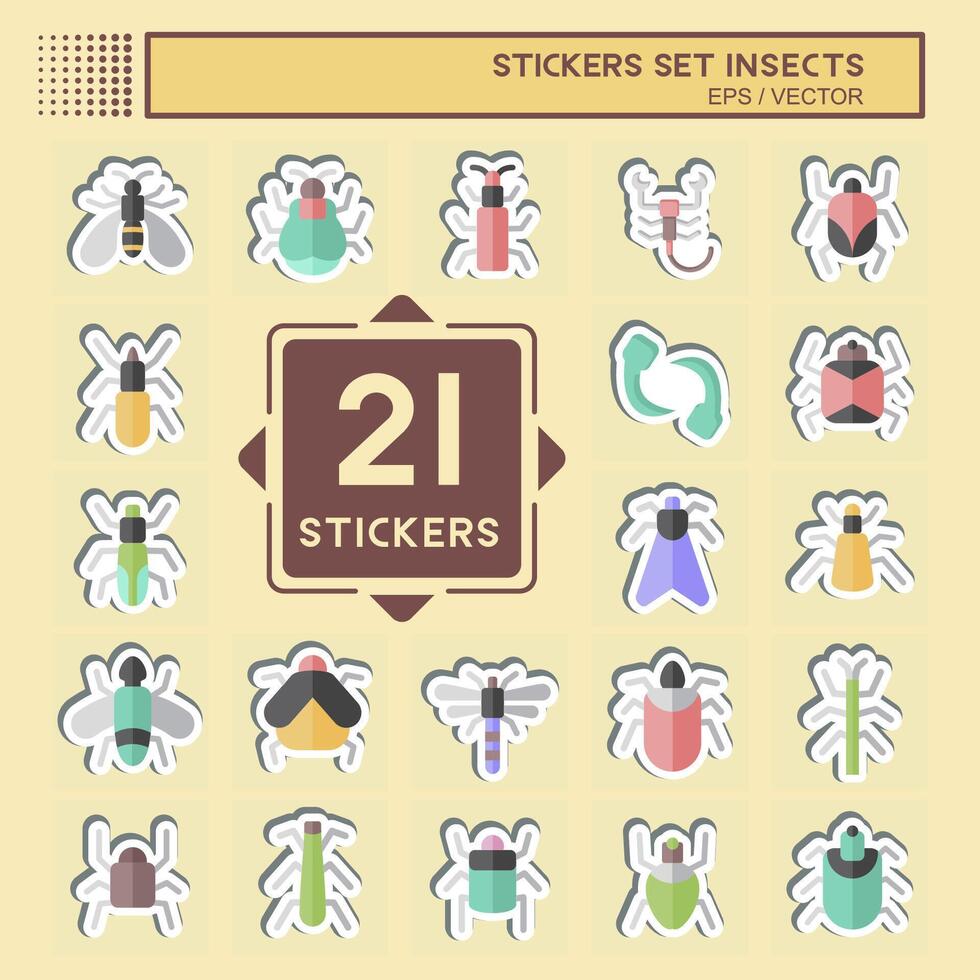 Sticker Set Insects. related to Education symbol. design editable vector