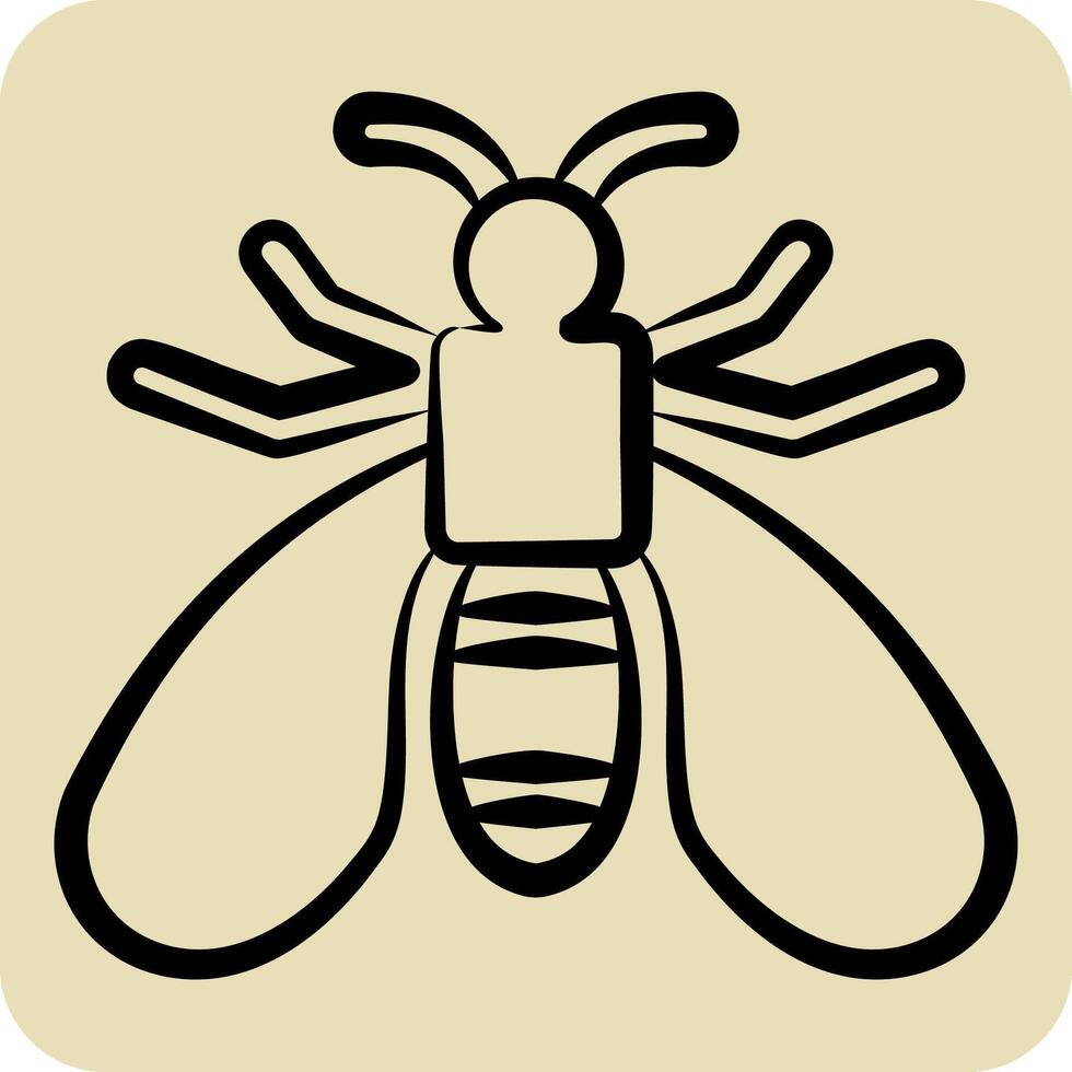 Icon Wasp. related to Insects symbol. hand drawn style. design editable vector