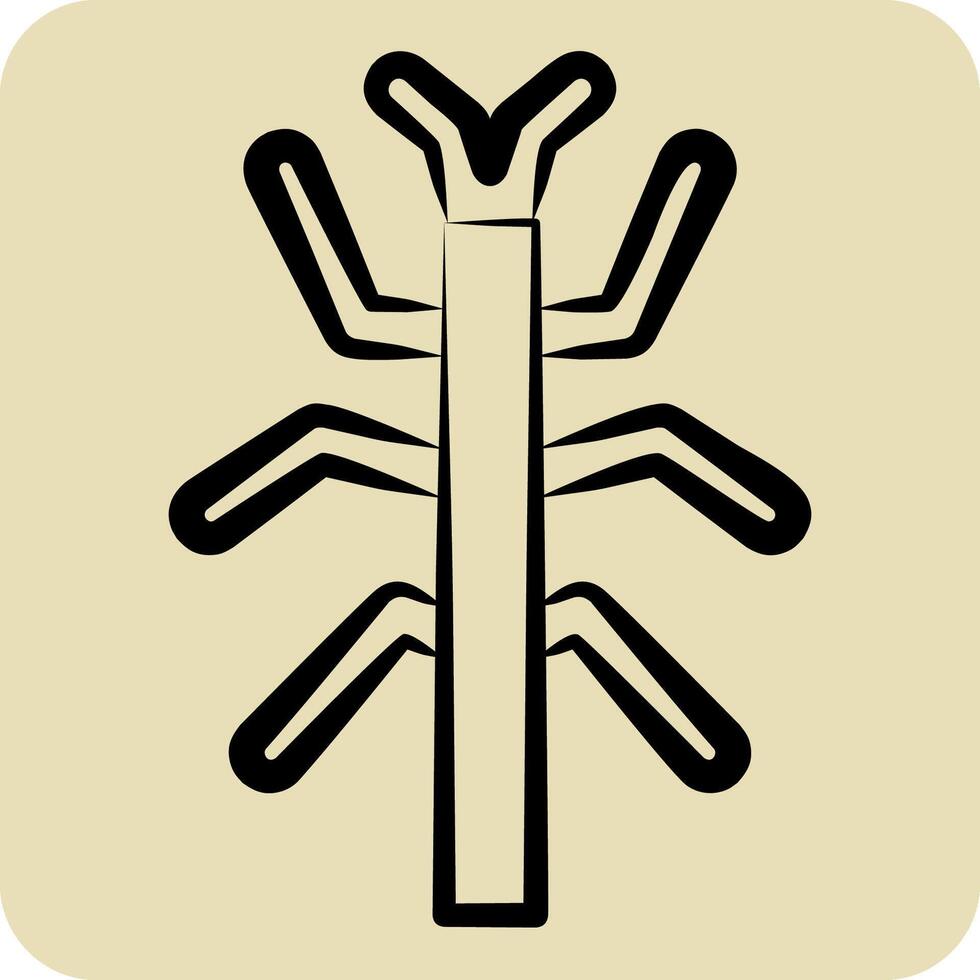 Icon Bug Stick. related to Insects symbol. hand drawn style. design editable vector
