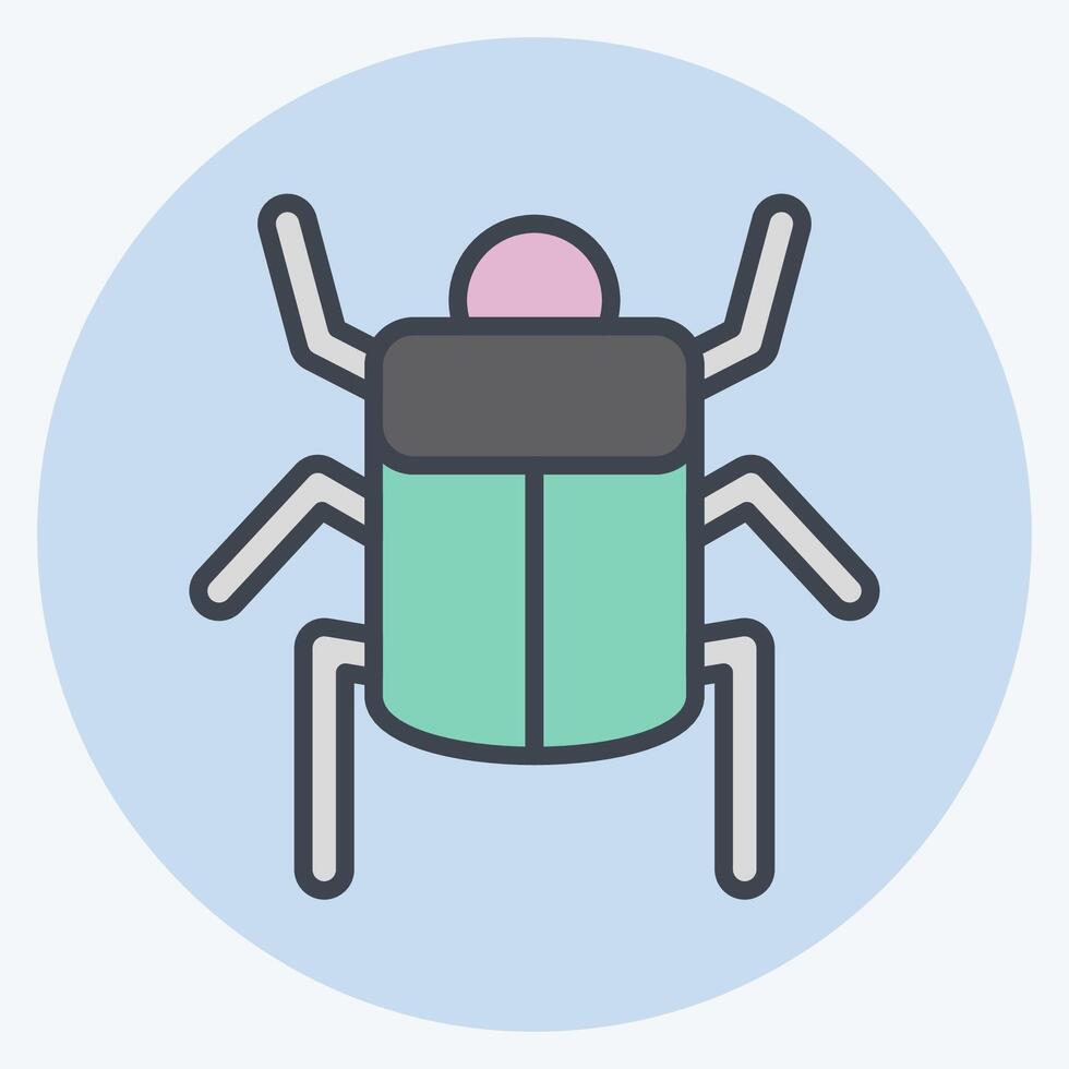 Icon Egyptian Scrab. related to Insects symbol. color mate style. design editable vector