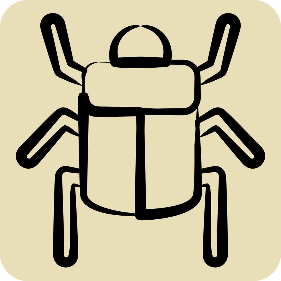 Icon Egyptian Scrab. related to Insects symbol. hand drawn style. design editable vector