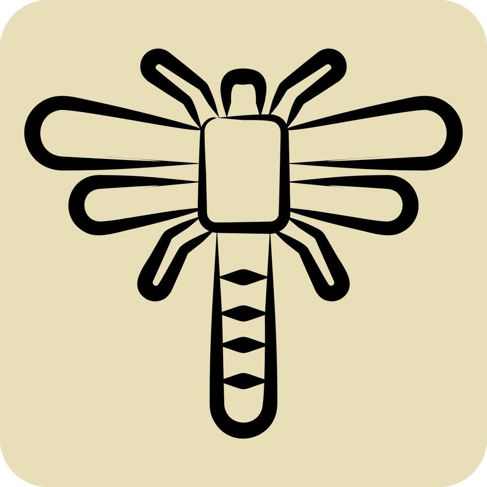 Icon Dragonfly. related to Insects symbol. hand drawn style. design editable vector