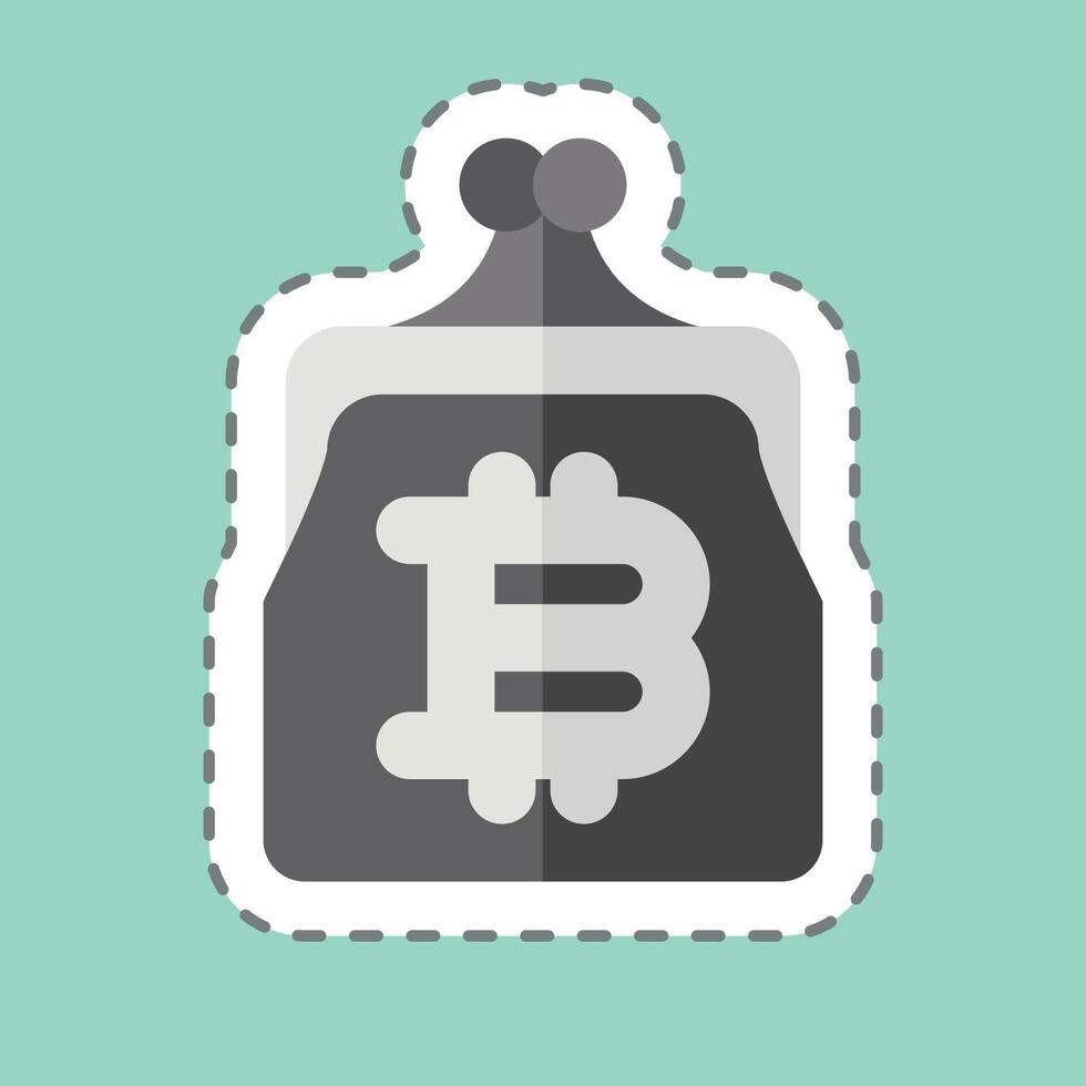 Sticker line cut Bitcoin Wallet. related to Cryptocurrency symbol vector