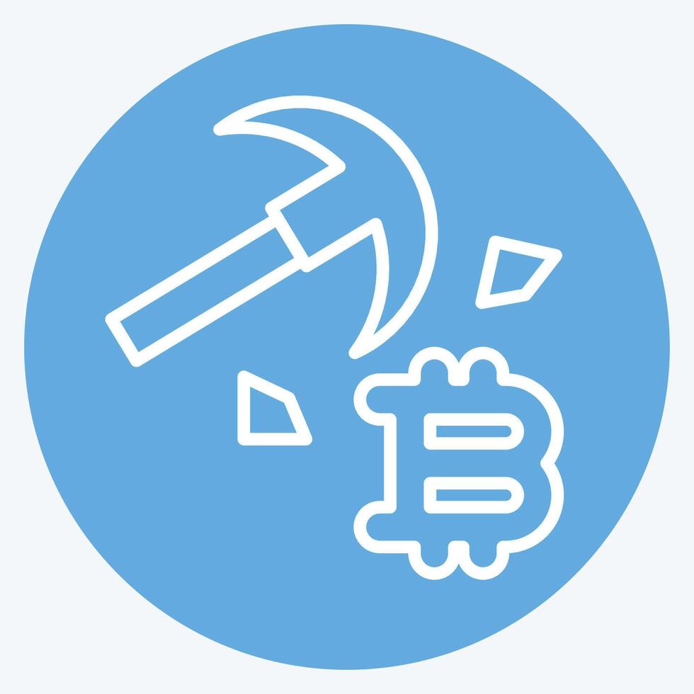 Icon Bitcoin Mining. related to Cryptocurrency symbol. blue eyes style vector