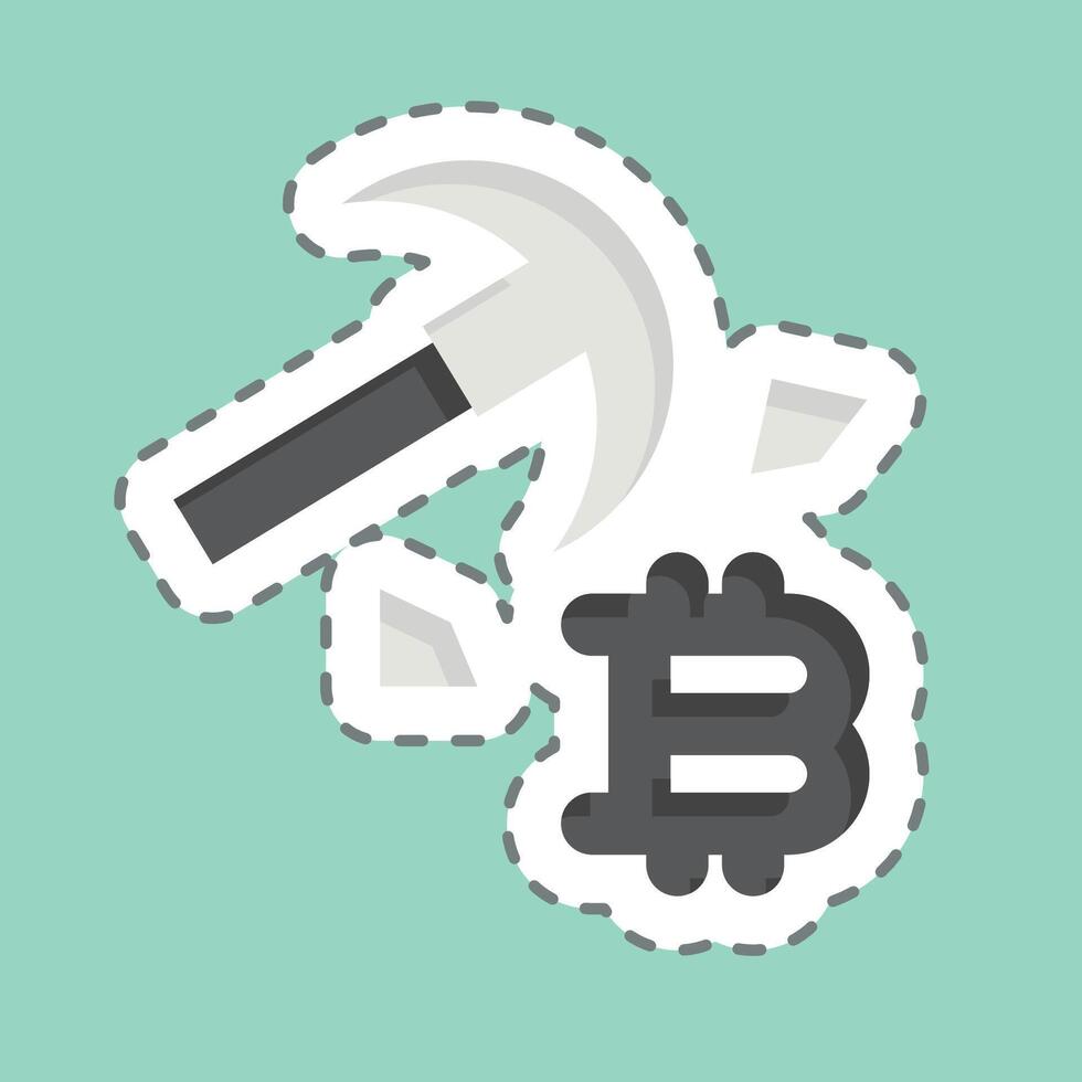 Sticker line cut Bitcoin Mining. related to Cryptocurrency symbol vector