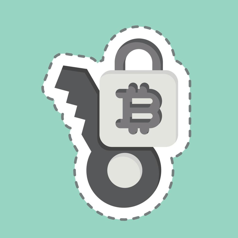 Sticker line cut Private Key. related to Cryptocurrency symbol vector