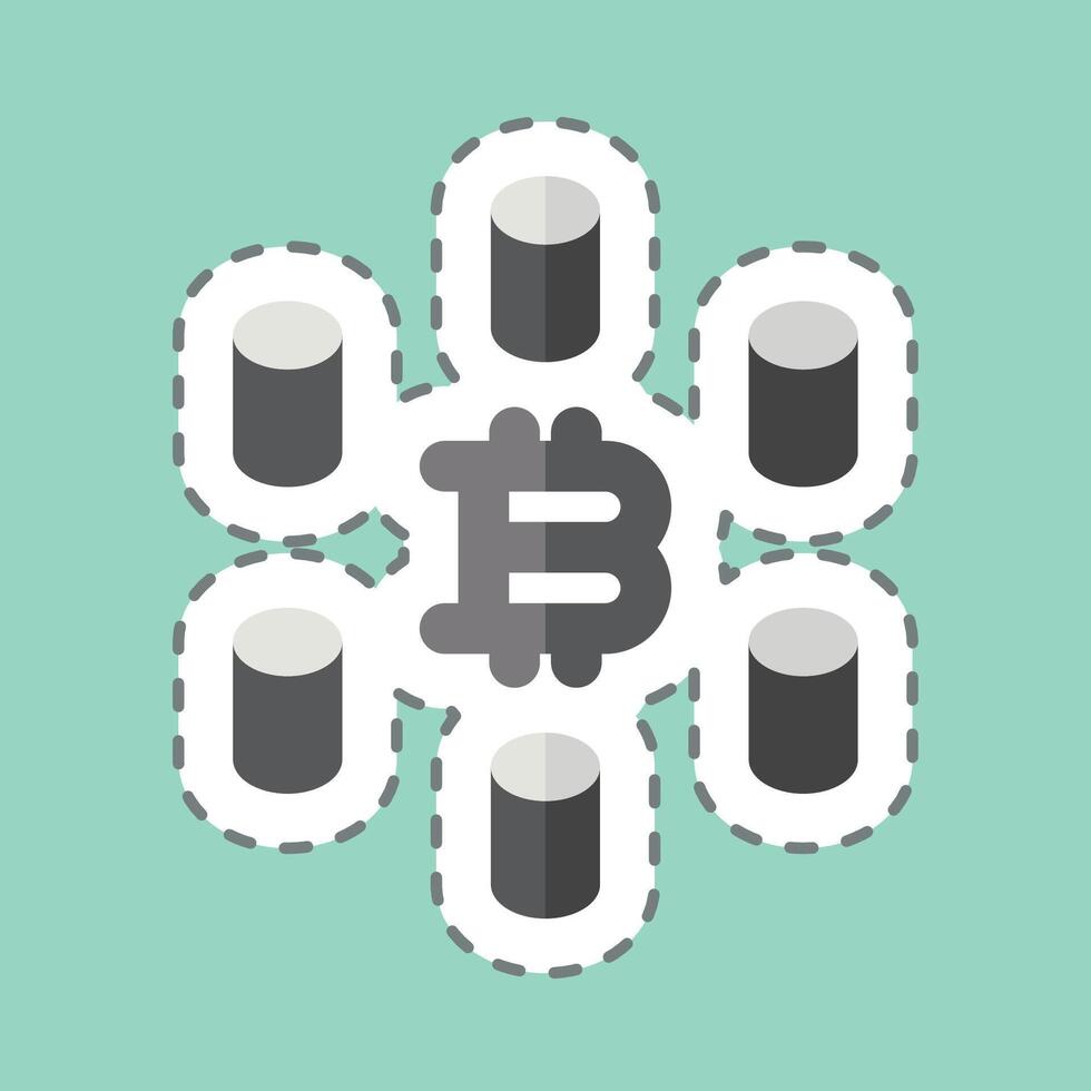 Sticker line cut Computing Cluster. related to Cryptocurrency symbol vector