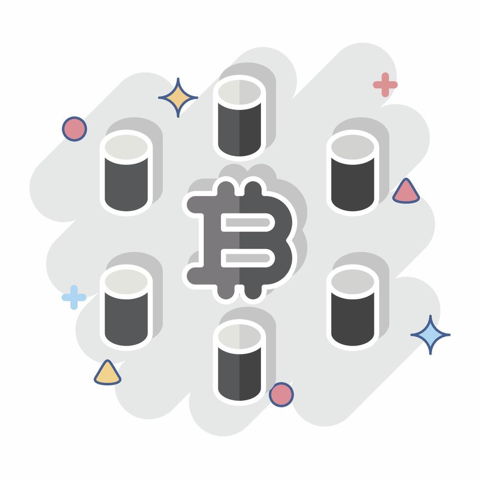 Icon Computing Cluster. related to Cryptocurrency symbol. comic style vector