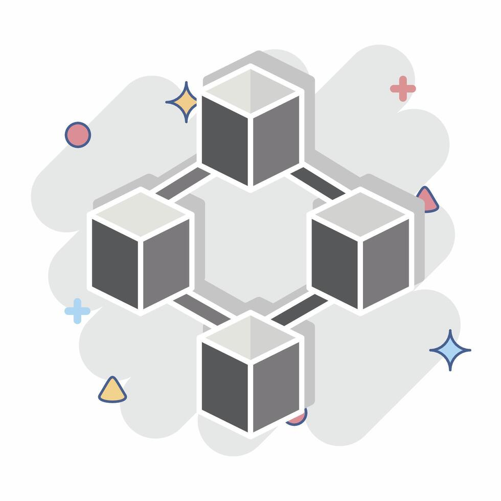 Icon Blockchain. related to Cryptocurrency symbol. comic style vector