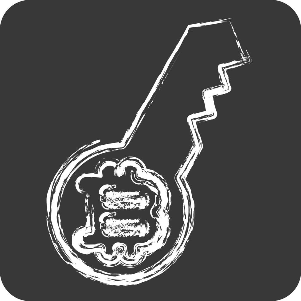 Icon Digital Key. related to Cryptocurrency symbol. chalk Style vector