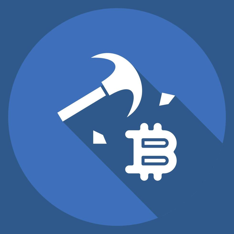 Icon Bitcoin Mining. related to Cryptocurrency symbol. long shadow style vector