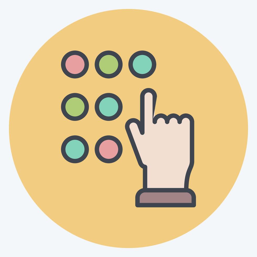 Icon Touch Password. related to Cryptocurrency symbol. color mate style vector