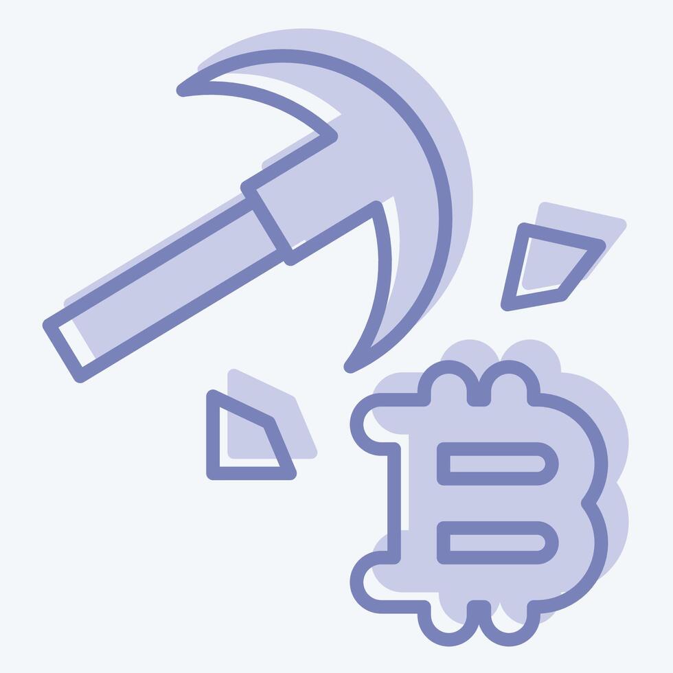 Icon Bitcoin Mining. related to Cryptocurrency symbol. two tone style vector