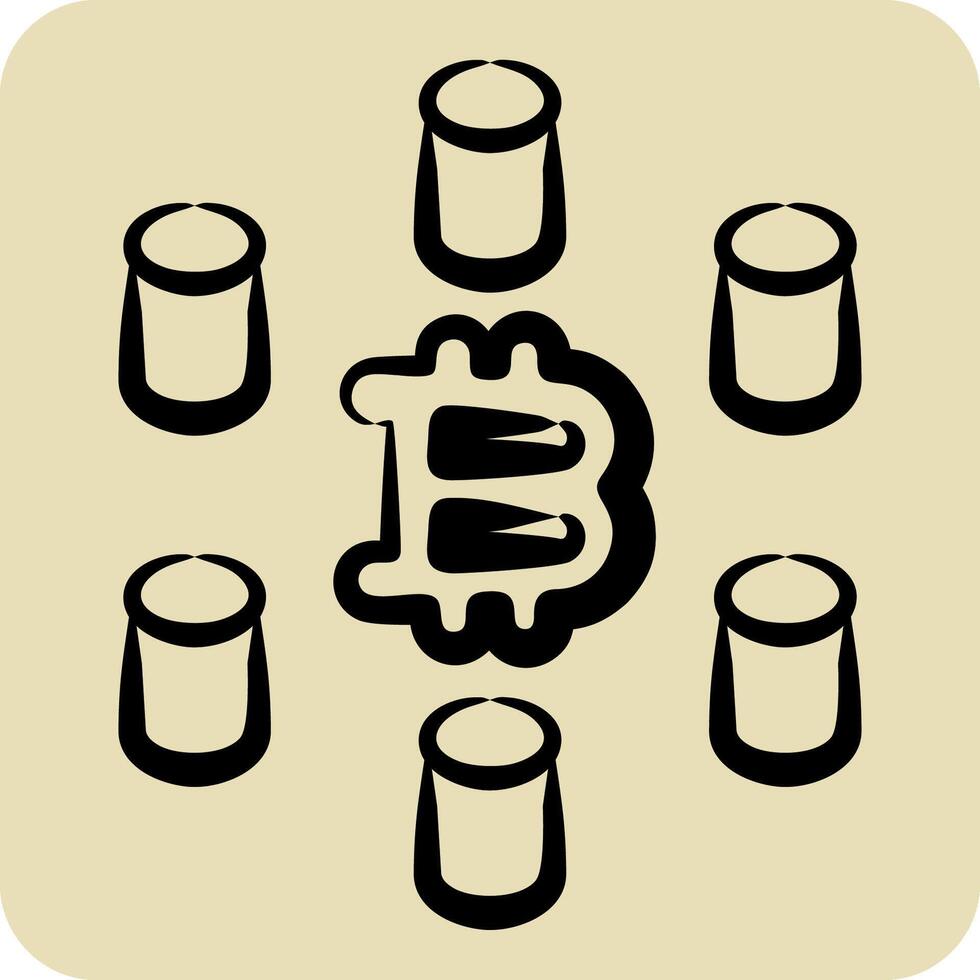 Icon Computing Cluster. related to Cryptocurrency symbol. hand drawn style vector