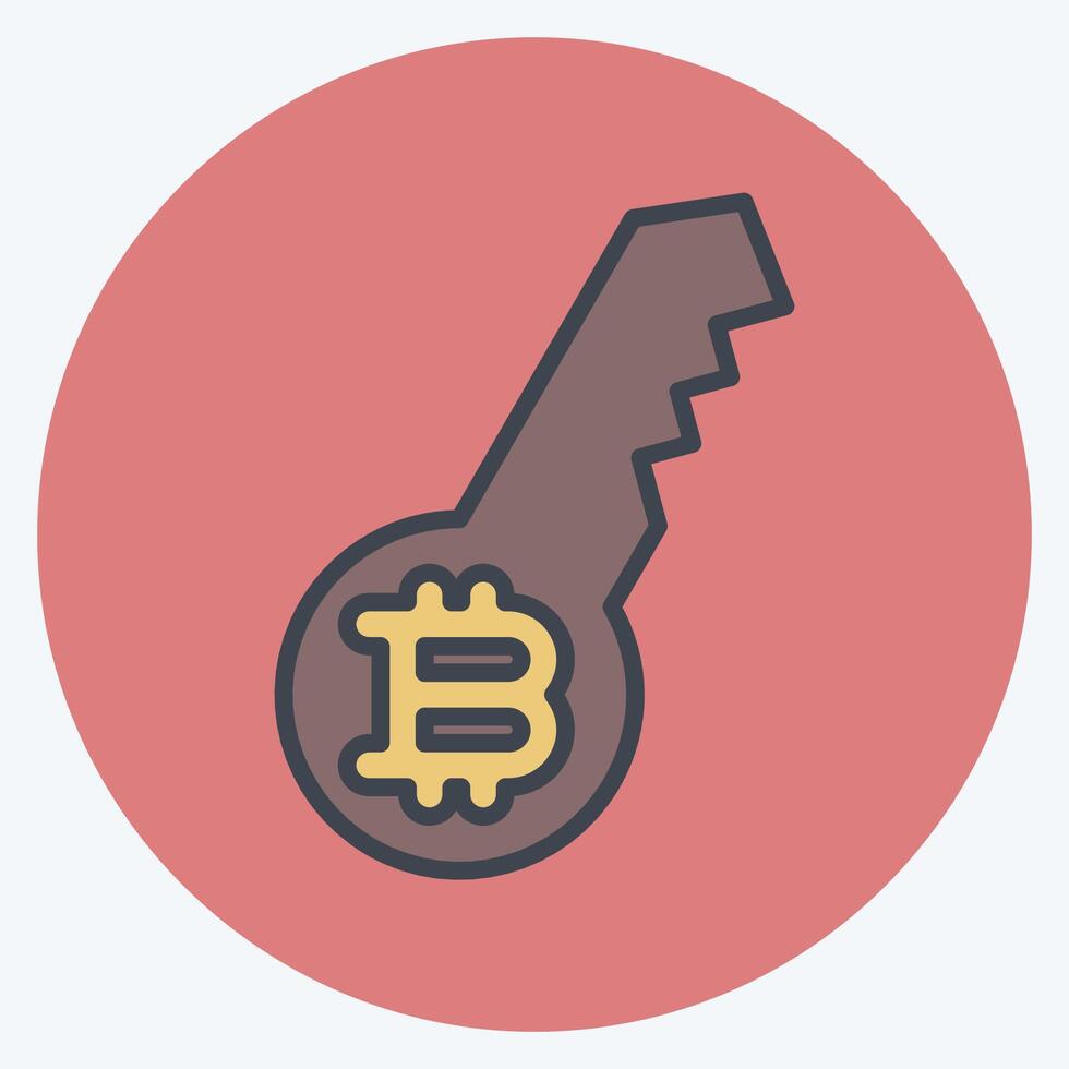 Icon Digital Key. related to Cryptocurrency symbol. color mate style vector