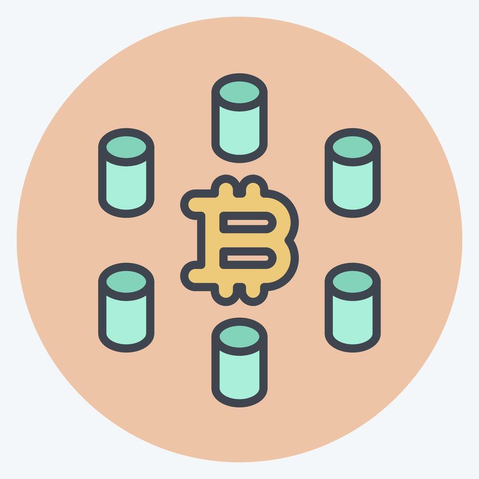 Icon Computing Cluster. related to Cryptocurrency symbol. color mate style vector