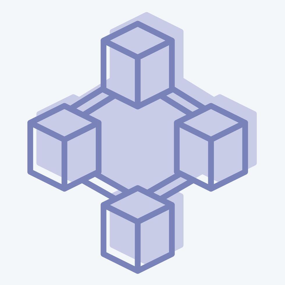Icon Blockchain. related to Cryptocurrency symbol. two tone style vector