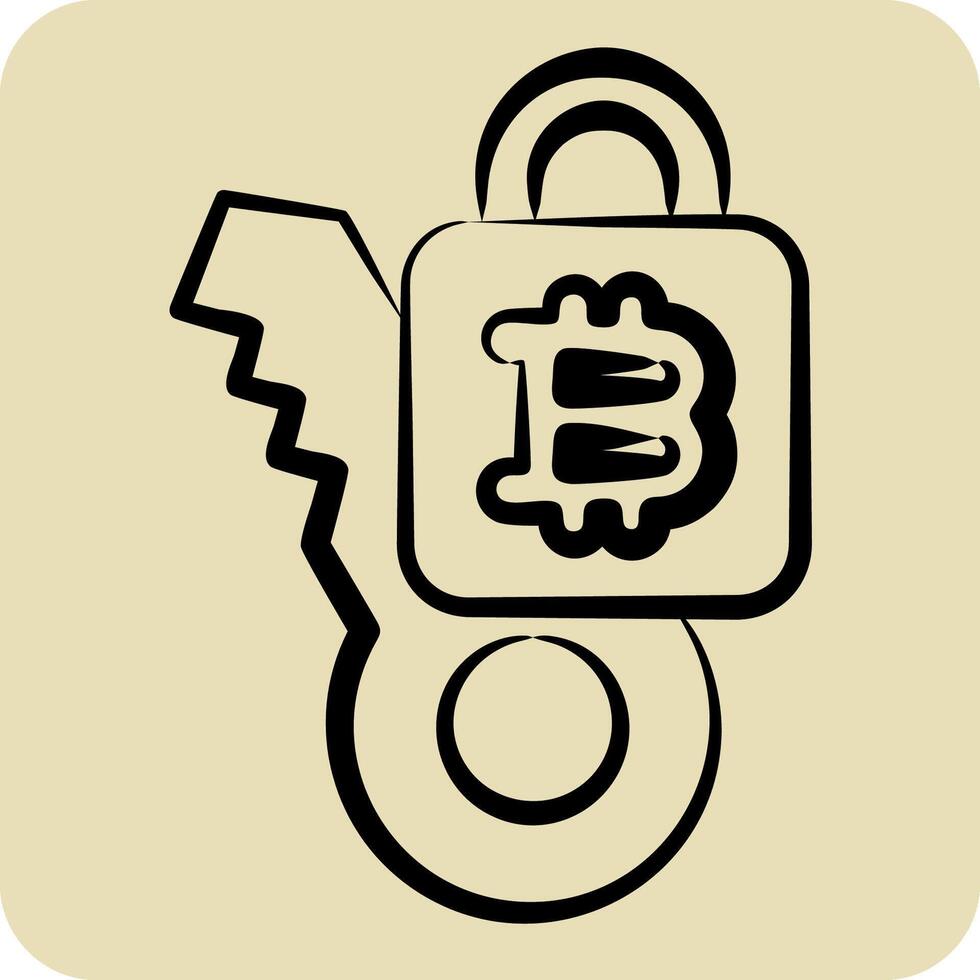 Icon Private Key. related to Cryptocurrency symbol. hand drawn style vector
