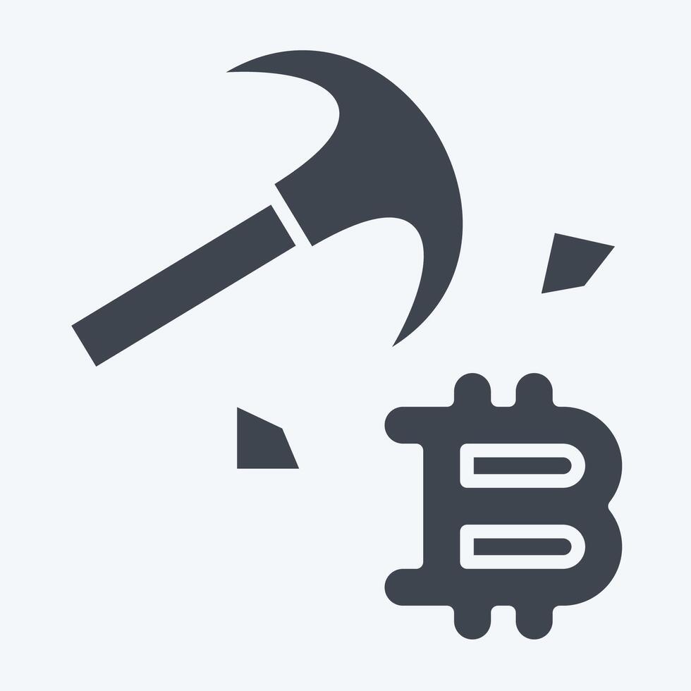 Icon Bitcoin Mining. related to Cryptocurrency symbol. glyph style vector