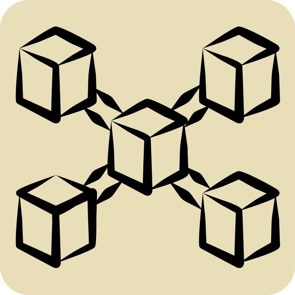 Icon Node. related to Cryptocurrency symbol. hand drawn style vector