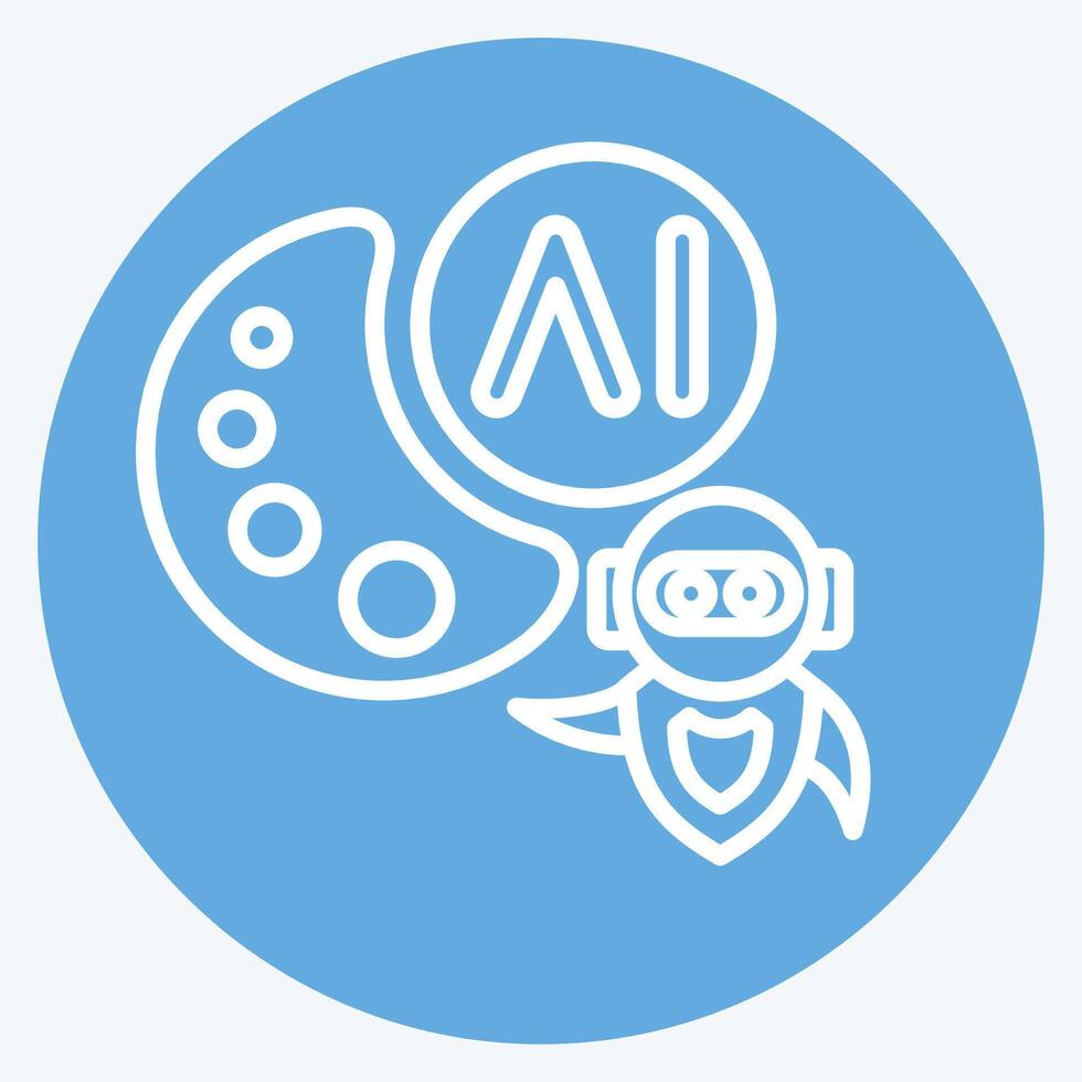 Icon AI Drawing. related to Artificial Intelligence symbol. blue eyes style vector