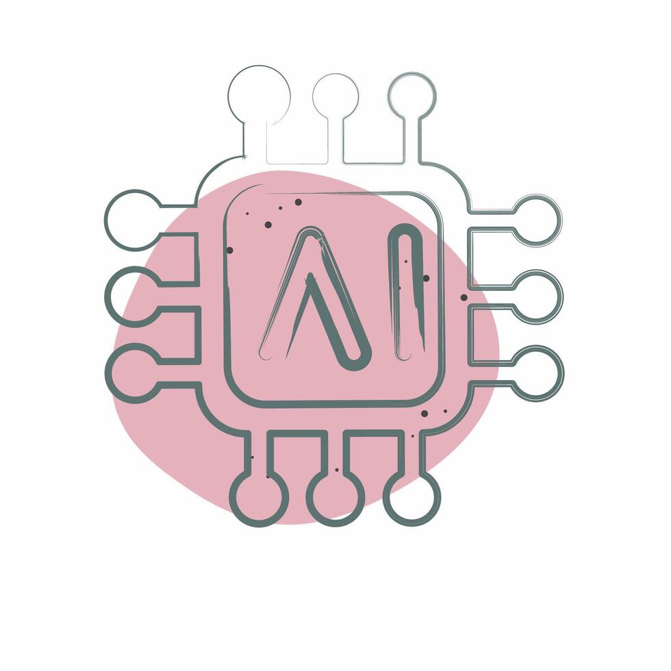 Icon AI Chips. related to Artificial Intelligence symbol. Color Spot Style vector