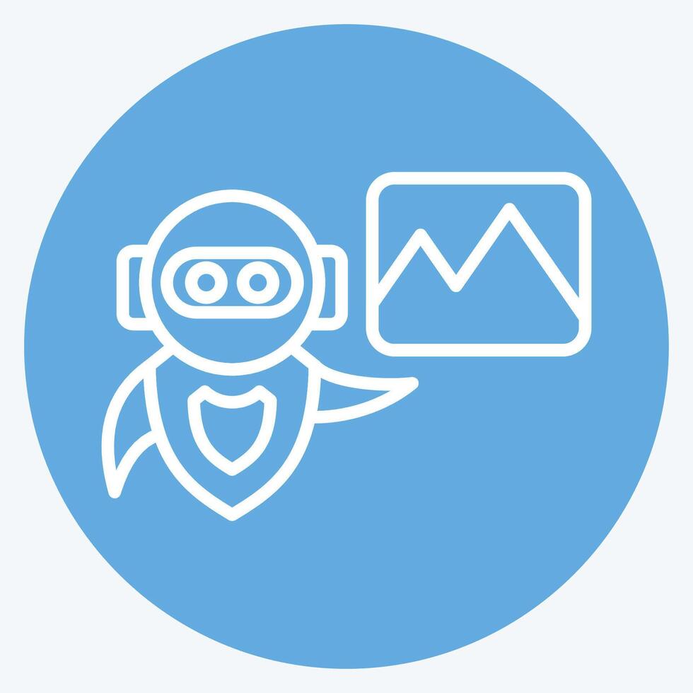 Icon AI Image. related to Artificial Intelligence symbol. blue eyes style vector