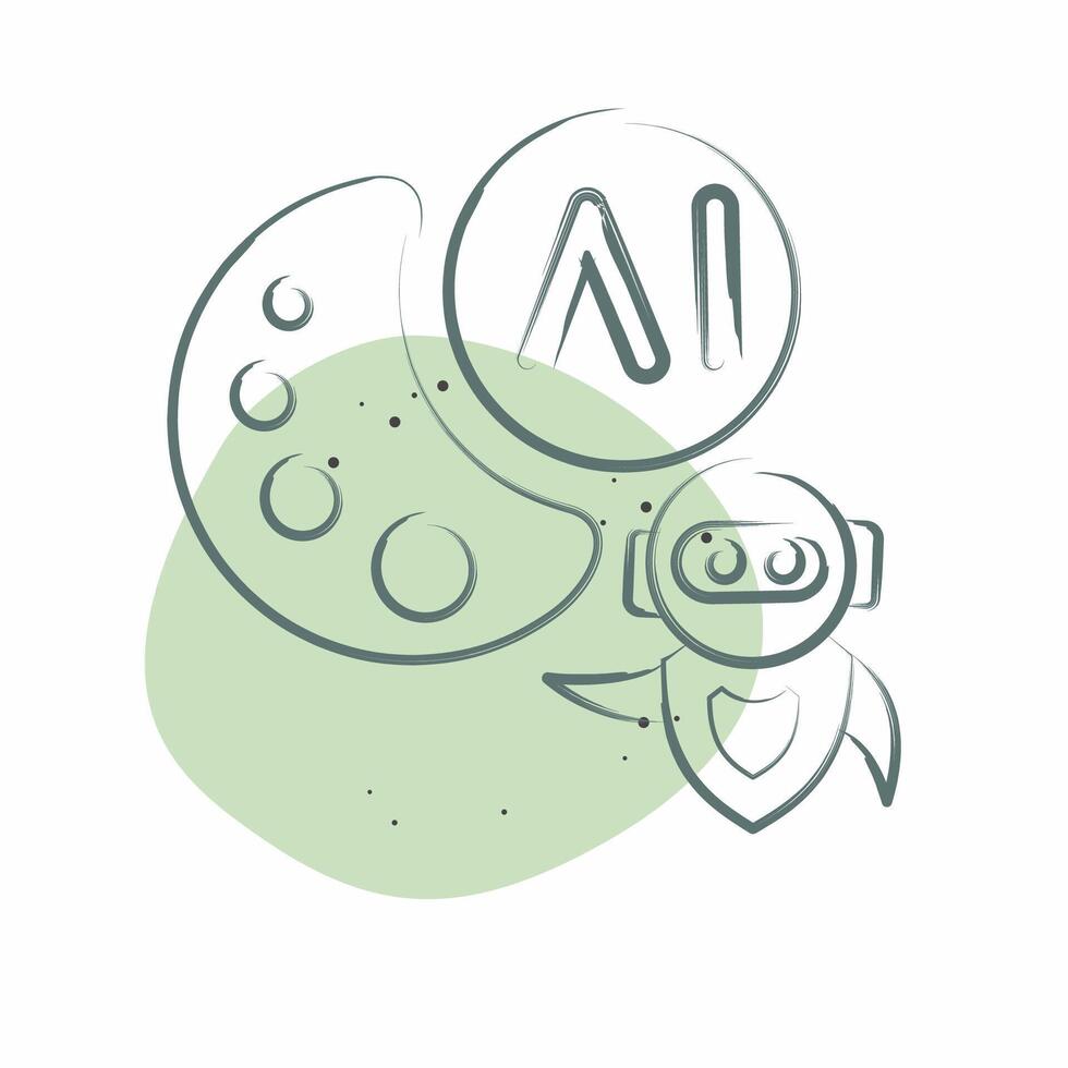 Icon AI Drawing. related to Artificial Intelligence symbol. Color Spot Style vector