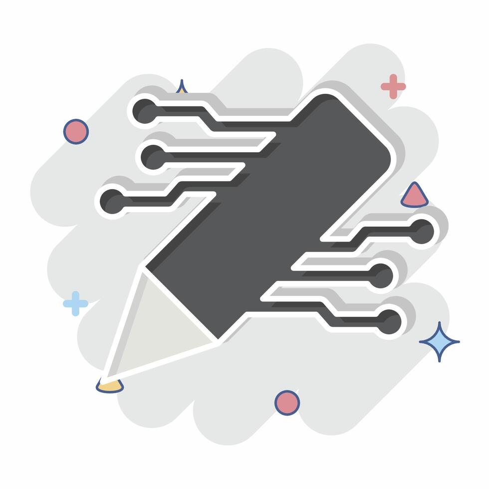 Icon AI Content Writing. related to Artificial Intelligence symbol. comic style vector