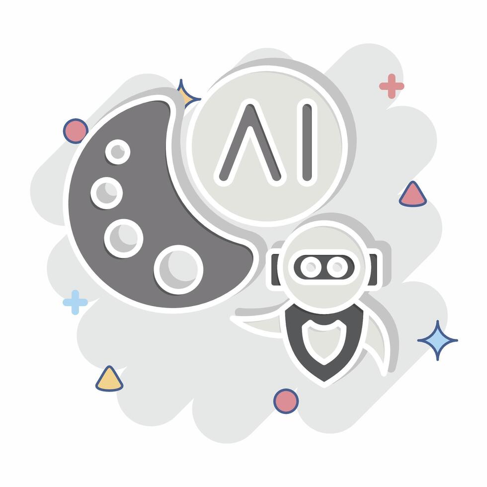 Icon AI Drawing. related to Artificial Intelligence symbol. comic style vector