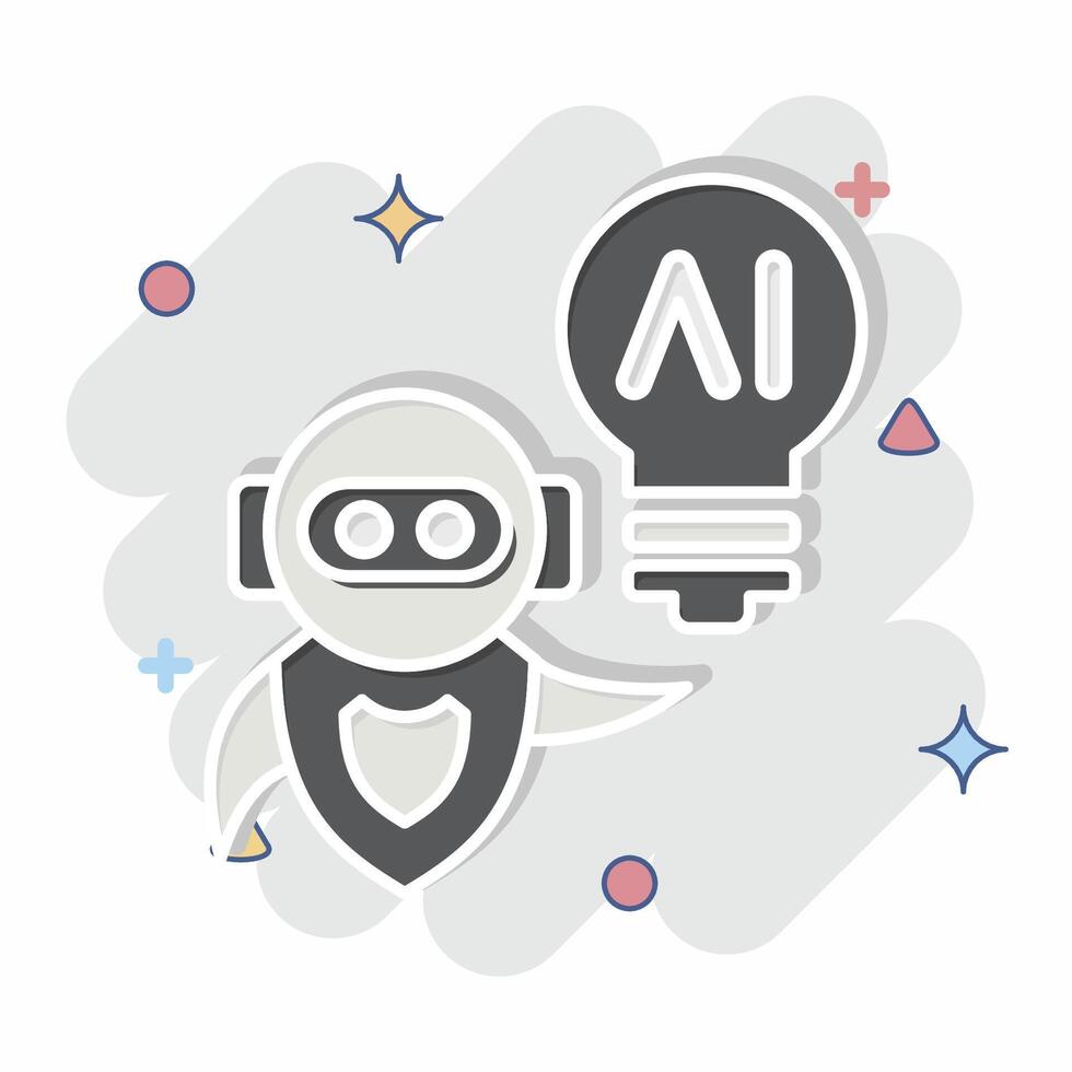 Icon AI Idea. related to Artificial Intelligence symbol. comic style vector