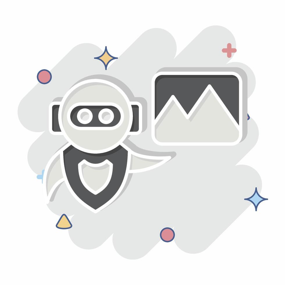 Icon AI Image. related to Artificial Intelligence symbol. comic style vector