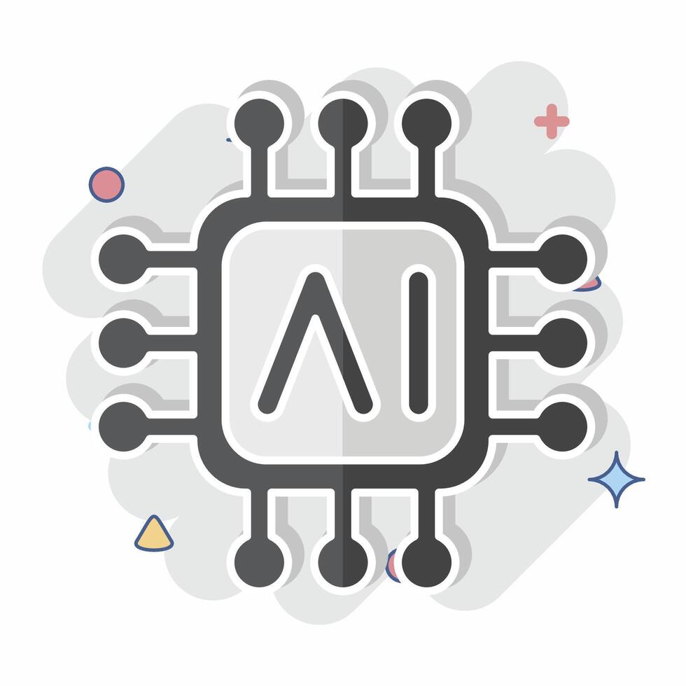 Icon AI Chips. related to Artificial Intelligence symbol. comic style vector