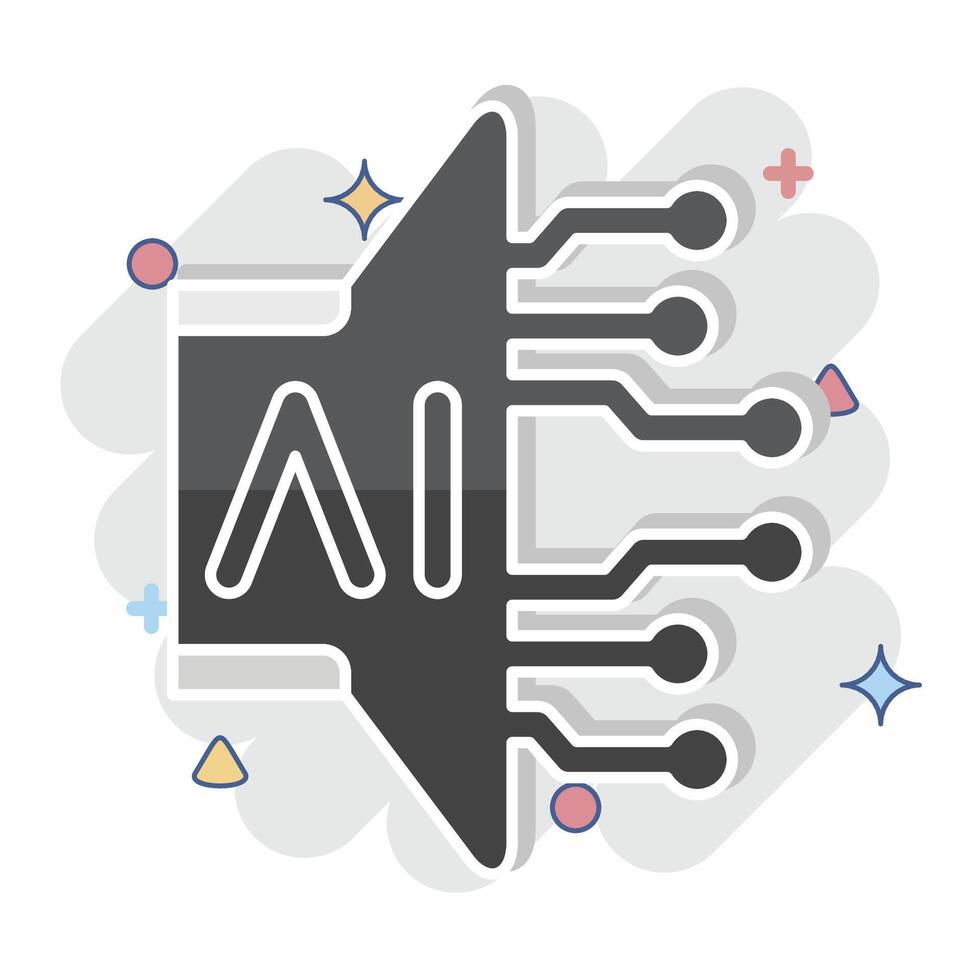 Icon AI Sound. related to Artificial Intelligence symbol. comic style vector