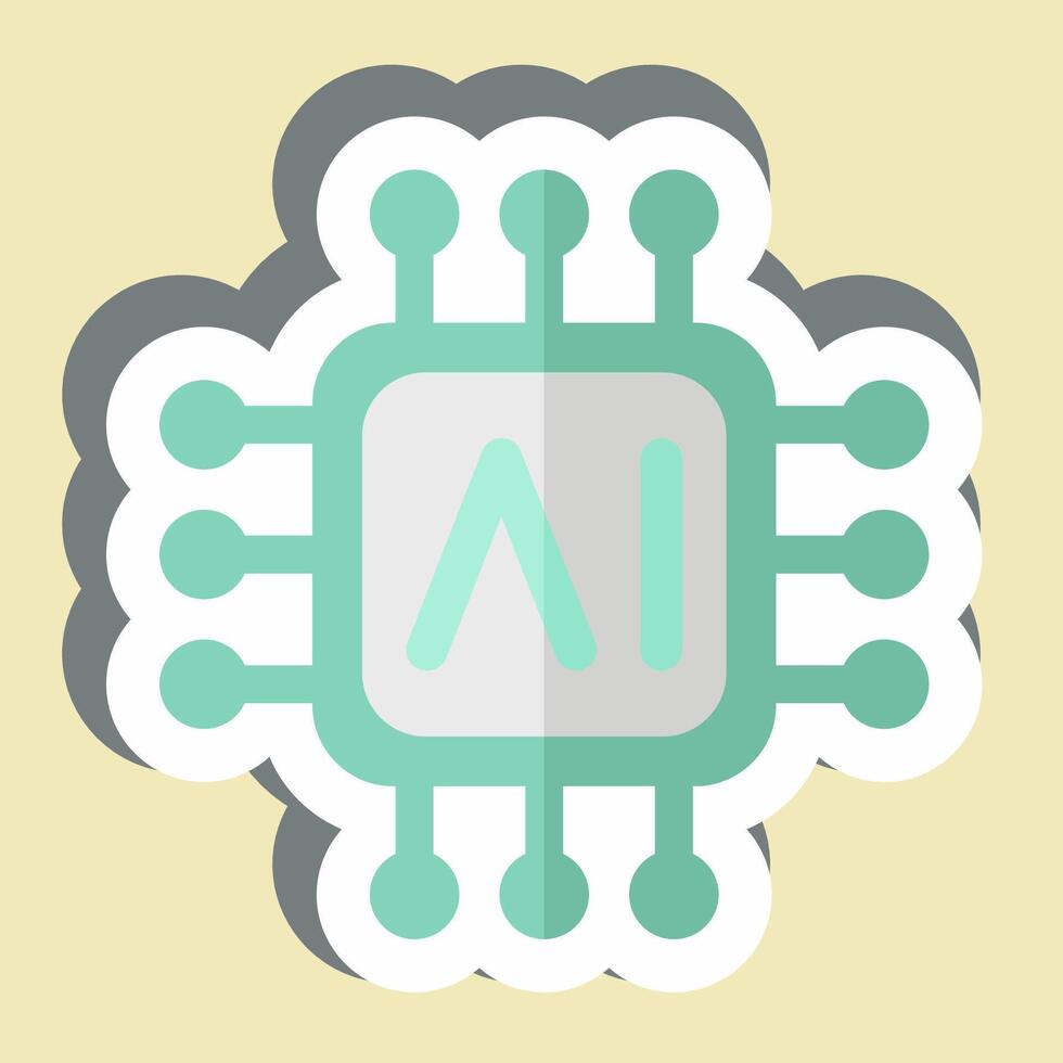 Sticker AI Chips. related to Artificial Intelligence symbol vector