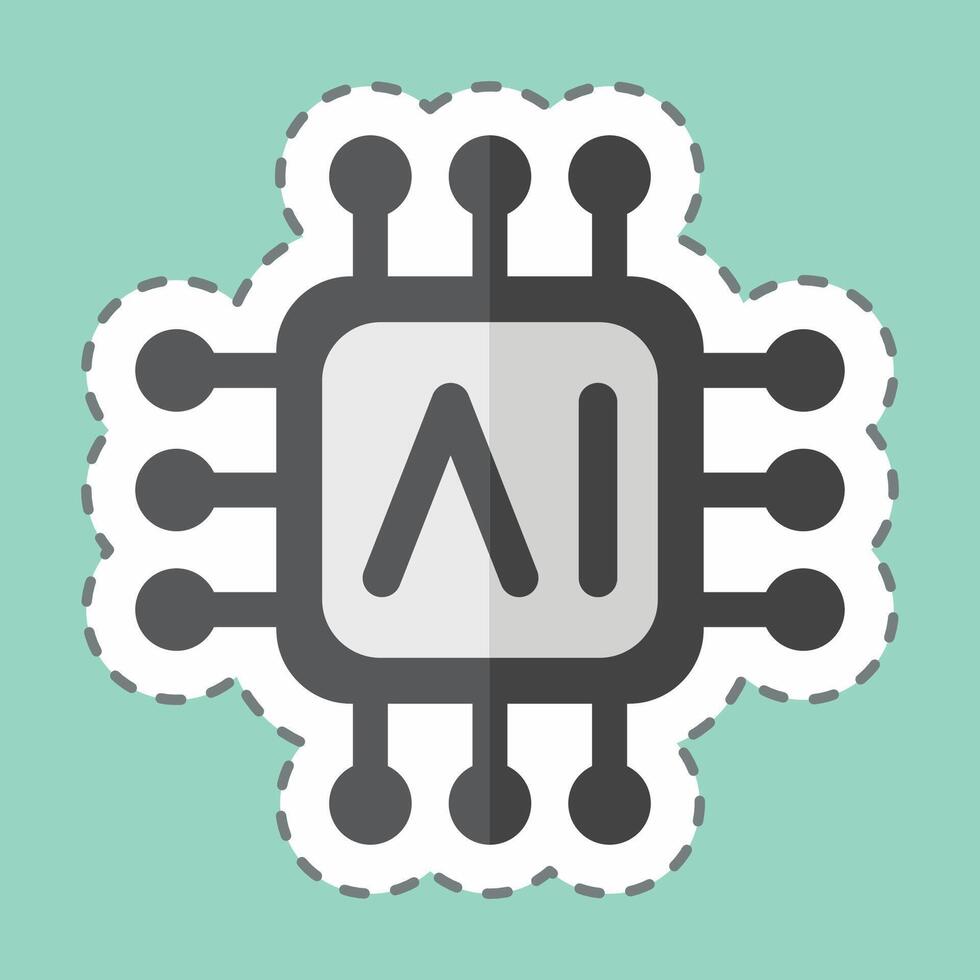 Sticker line cut AI Chips. related to Artificial Intelligence symbol vector