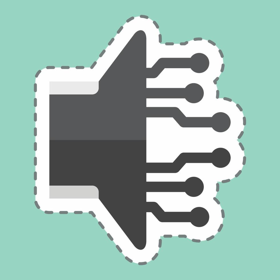 Sticker line cut AI Sound. related to Artificial Intelligence symbol vector