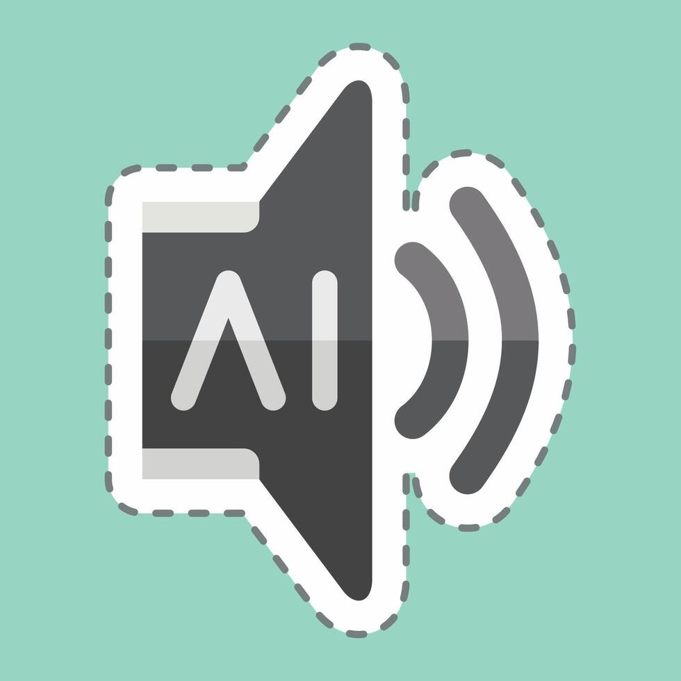 Sticker line cut AI Sound 2. related to Artificial Intelligence symbol vector