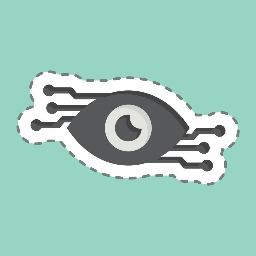 Sticker line cut Computer Vision. related to Artificial Intelligence symbol vector