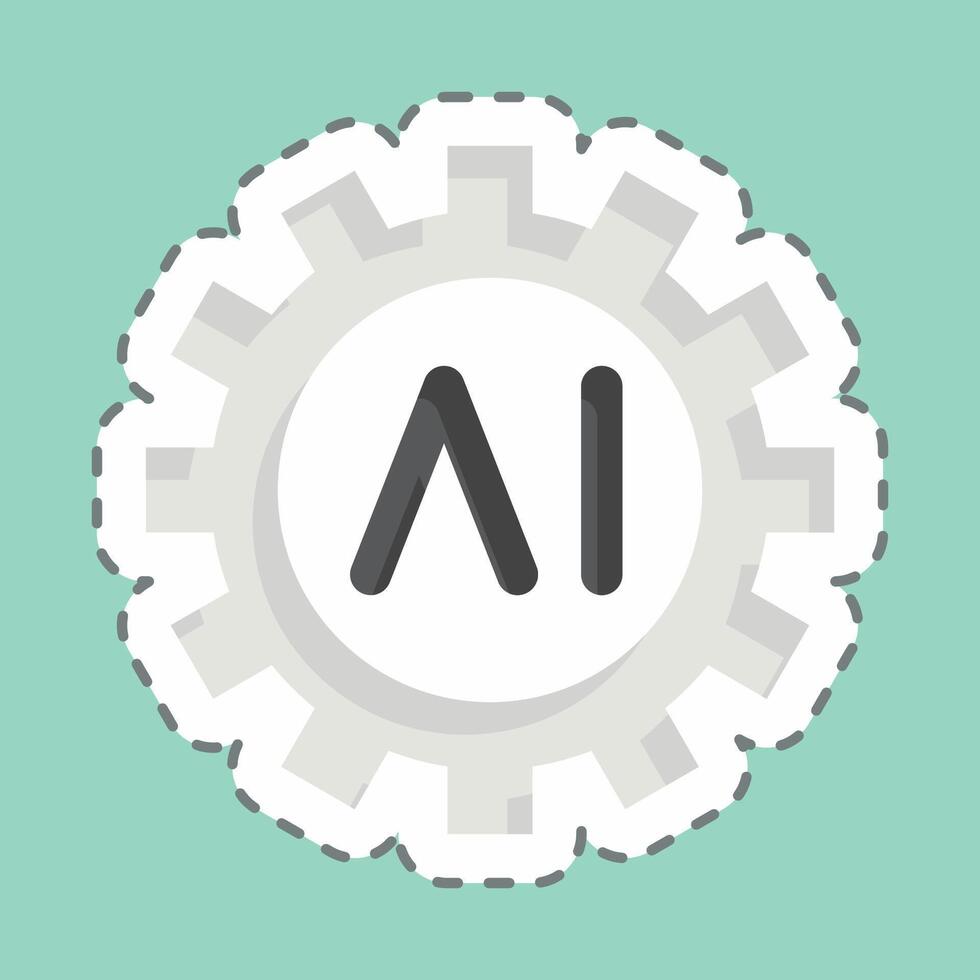 Sticker line cut AI Tools. related to Artificial Intelligence symbol vector