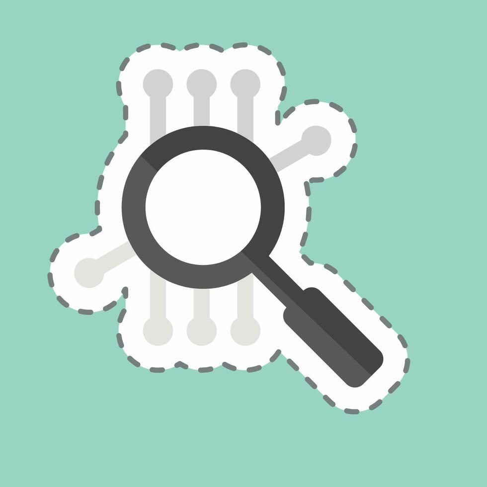 Sticker line cut Smart Search. related to Artificial Intelligence symbol vector