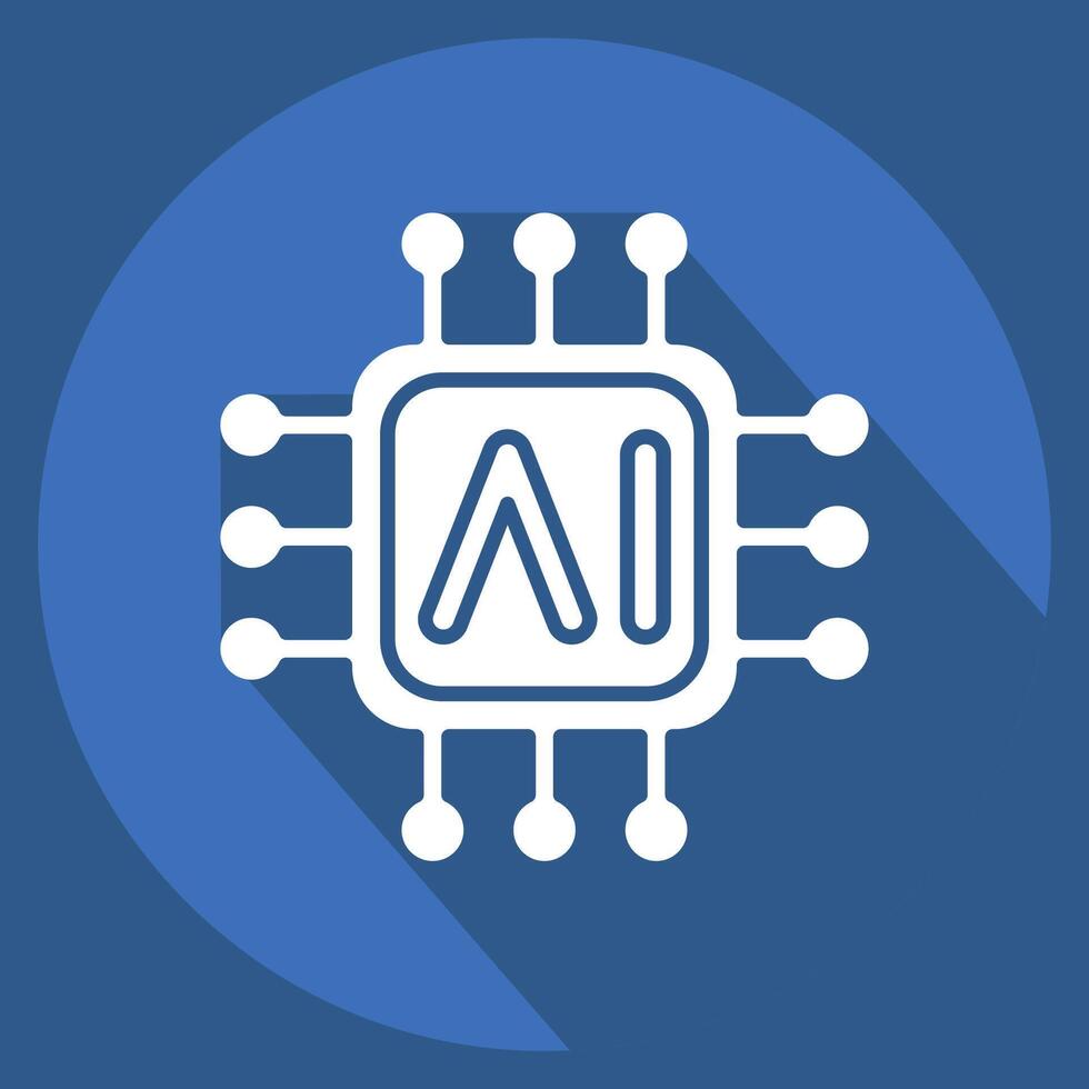 Icon AI Chips. related to Artificial Intelligence symbol. long shadow style vector