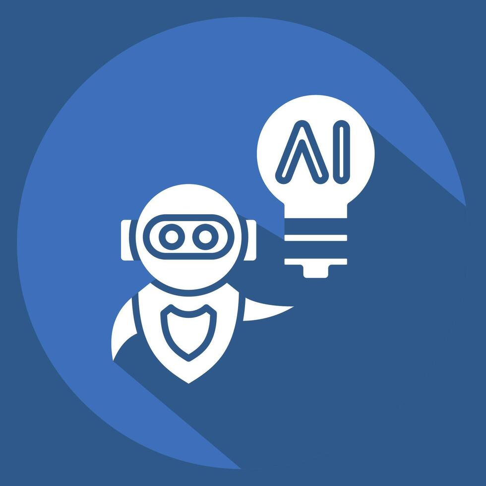 Icon AI Idea. related to Artificial Intelligence symbol. long shadow style vector