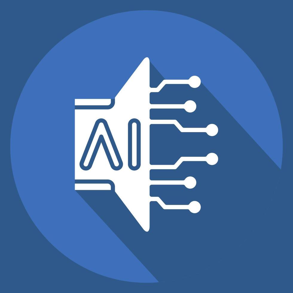 Icon AI Sound. related to Artificial Intelligence symbol. long shadow style vector