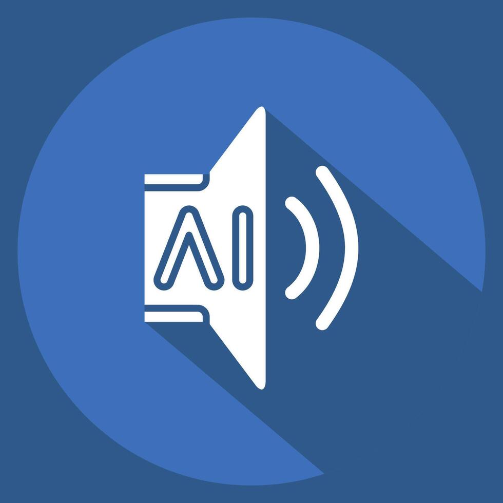 Icon AI Sound 2. related to Artificial Intelligence symbol. long shadow style vector