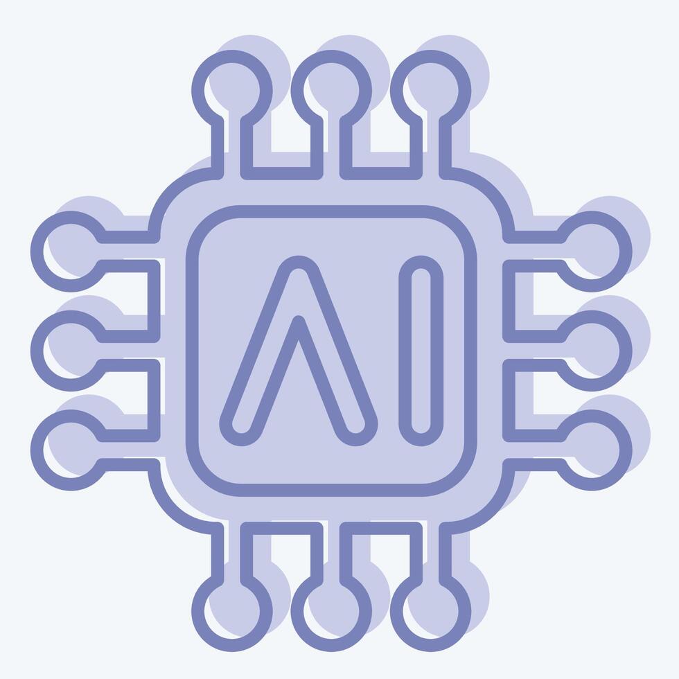 Icon AI Chips. related to Artificial Intelligence symbol. two tone style vector