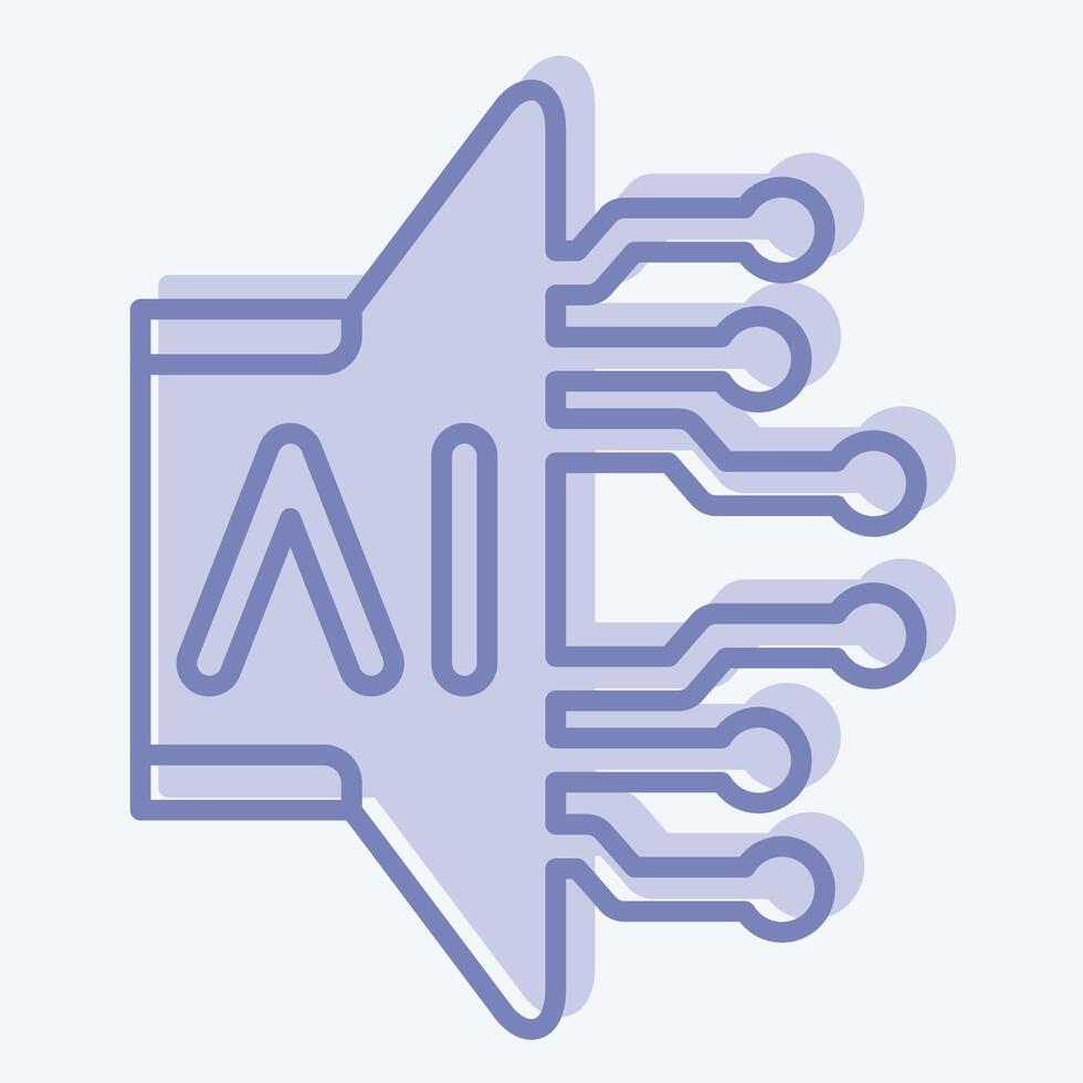 Icon AI Sound. related to Artificial Intelligence symbol. two tone style vector