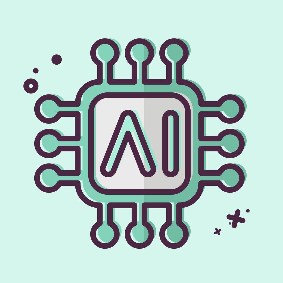 Icon AI Chips. related to Artificial Intelligence symbol. MBE style vector
