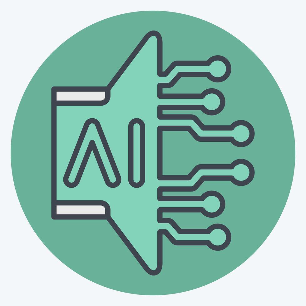 Icon AI Sound. related to Artificial Intelligence symbol. color mate style vector