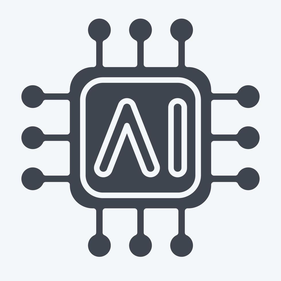 Icon AI Chips. related to Artificial Intelligence symbol. glyph style vector